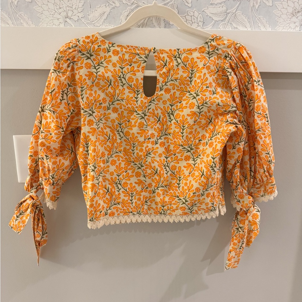 NWT Eddy Designer Floral Yellow Crop Top - Picture 6 of 6